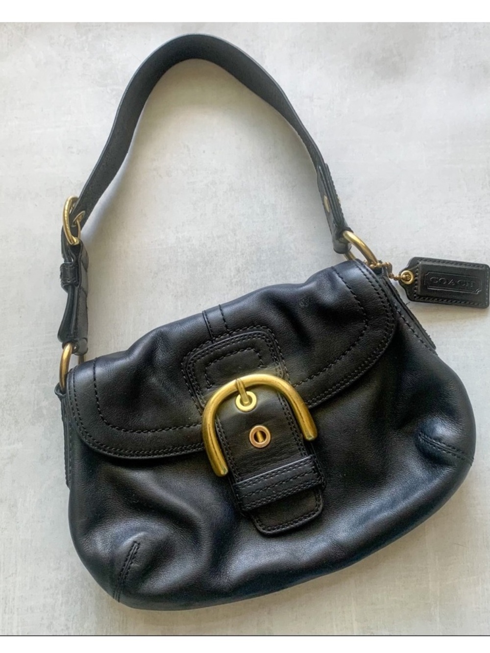 Coach Soho Leather Gold Buckle Shoulder Purse